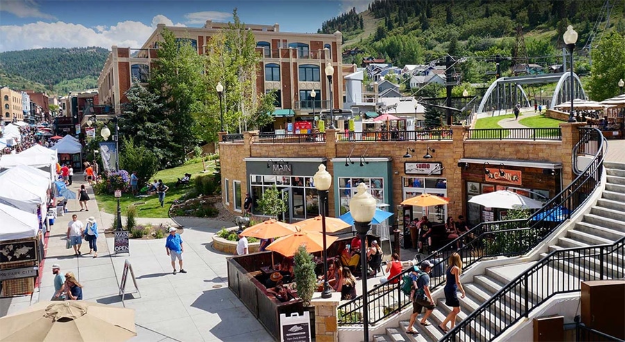 Shopping on Historic Main Street near Town Lift Condominiums